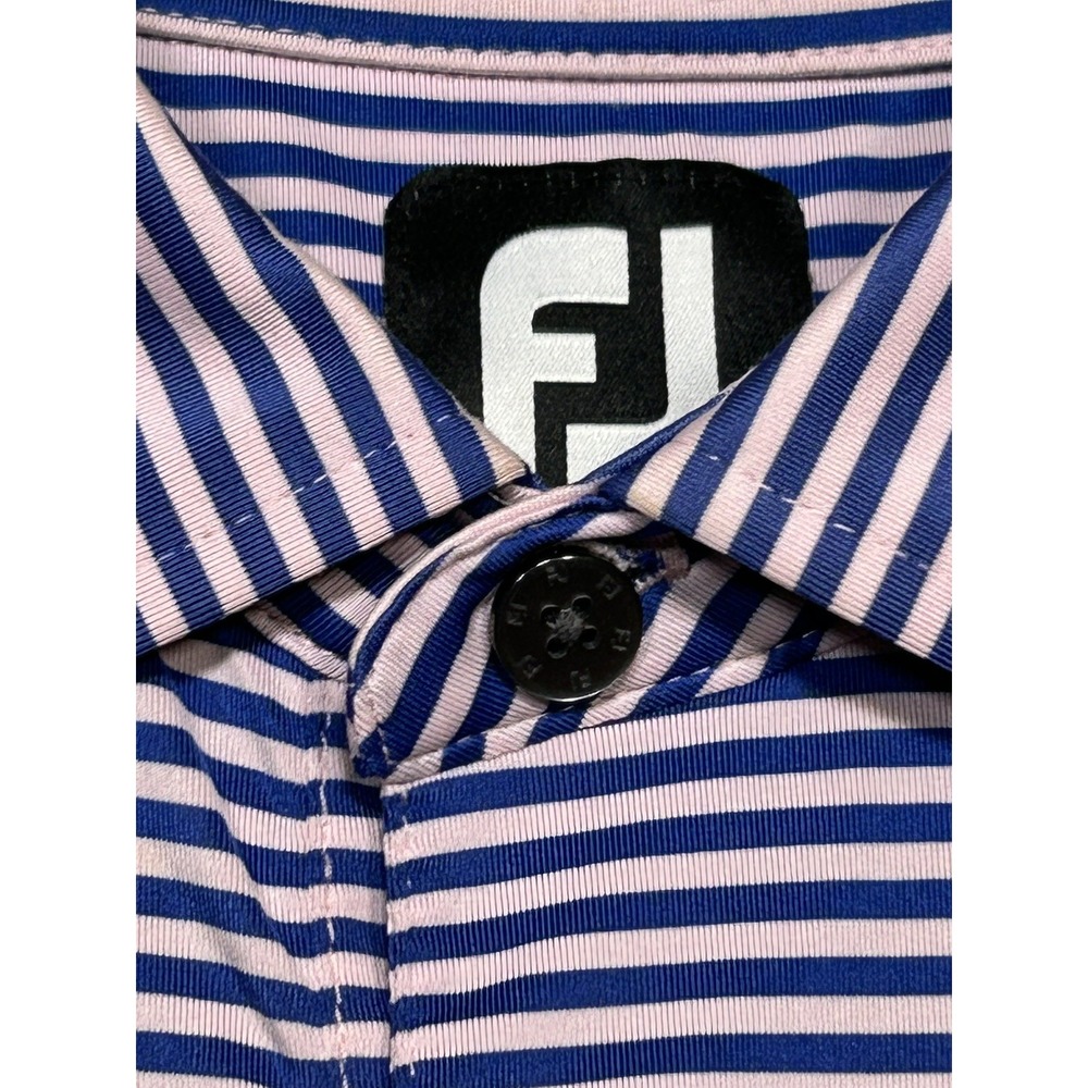 FootJoy Striped Stretch Performance Collar FJ Logo Polo Golf Shirt Men's XL